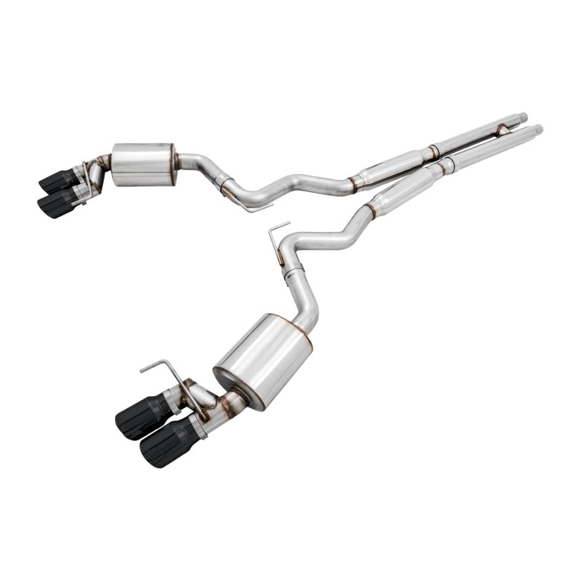 AWE Tuning 2018+ Ford Mustang GT (S550) Cat-back Exhaust – Touring Edition (Quad Diamond Black Tips)