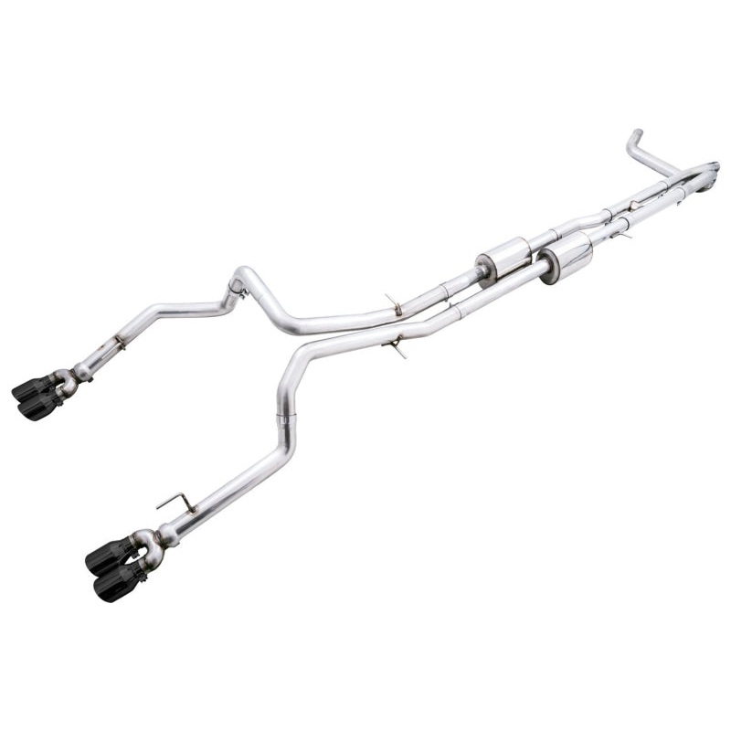 AWE Tuning 22-23 GMC Sierra 1500 AT4X 6.2L 0FG Catback Split Dual (Flat Bumper) – Diamond Black Tips