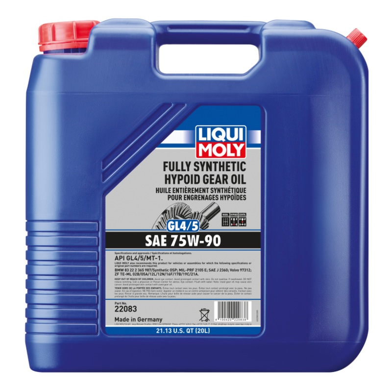 LIQUI MOLY 20L Fully Synthetic Hypoid Gear Oil (GL4/5) 75W90