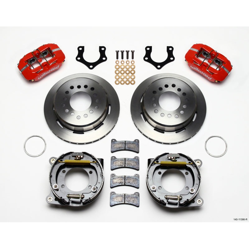 Wilwood Dynapro Low-Profile 11.00in P-Brake Kit – Red Mopar/Dana 2.50in Off w/Snap Ring Brng