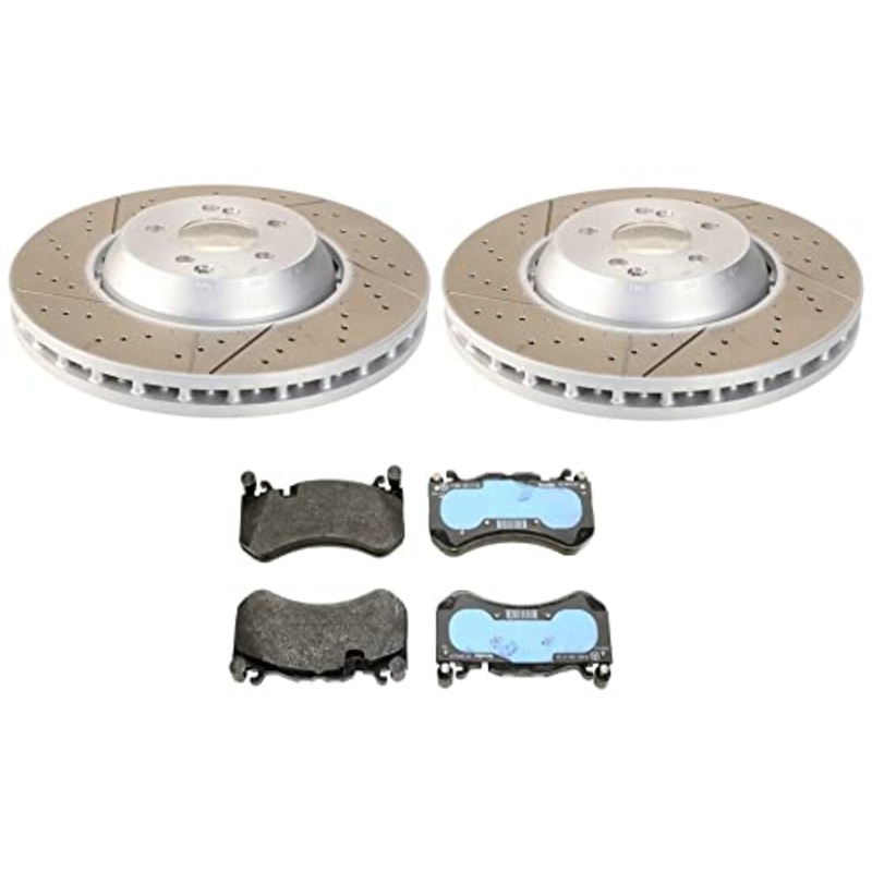 SHW Performance Made in Germany OEM Front Brake Kit 2-Piece Composite X-Drilled Slotted 360mm Vented 36mm Thick 5 Lugs Disc Rotors and Genuine Pad Set For Mercedes-Benz C218 CLS63 AMG S W212 E63 AMG S