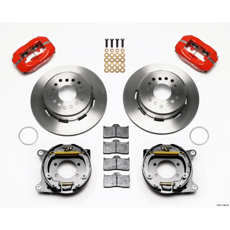 Wilwood Forged Dynalite P/S Park Brake Kit Red Ford 8.8 w/2.5in Offset-5 Lug