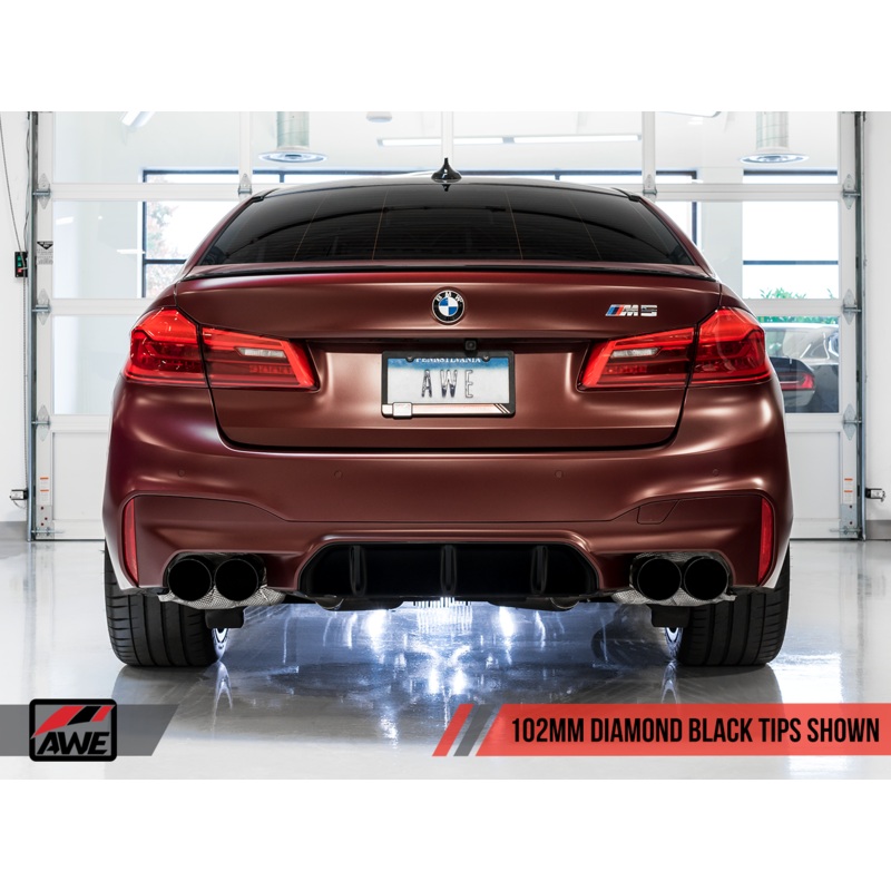 AWE Tuning 18-19 BMW M5 (F90) 4.4T AWD SwitchPath Axle-back Exhaust – Diamond Black Tips