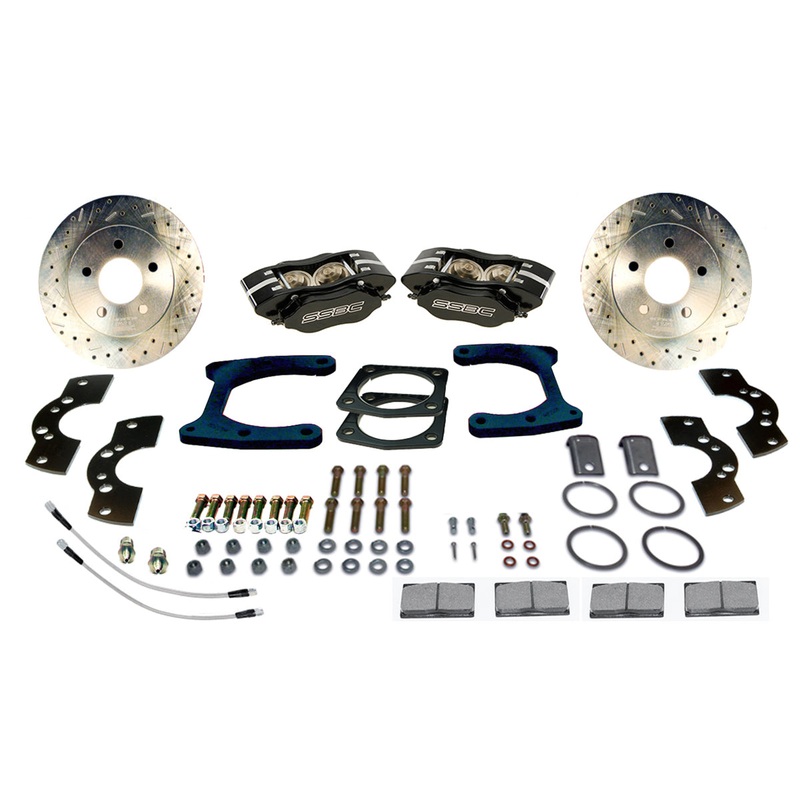 American Made Comp S 4-Piston Billet Aluminum Rear Disc Brake Kit W/DS Rotors. Black W110-21BK