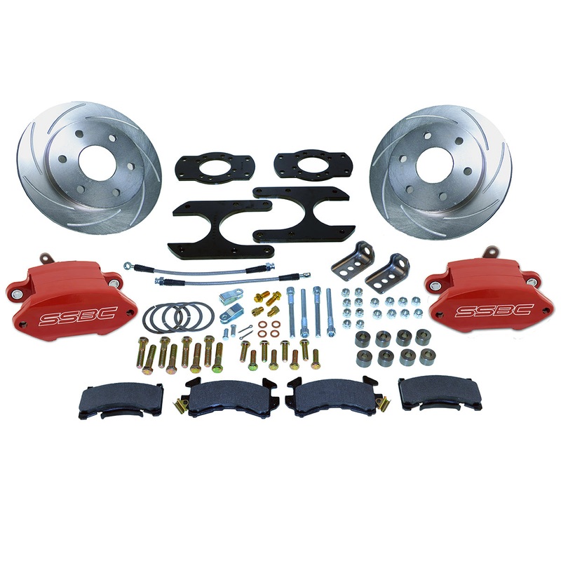 American Made Sport R1 Billet Aluminum Rear Drum to Disc Brake Conversion Kit W/Rotors. Red A126-59R