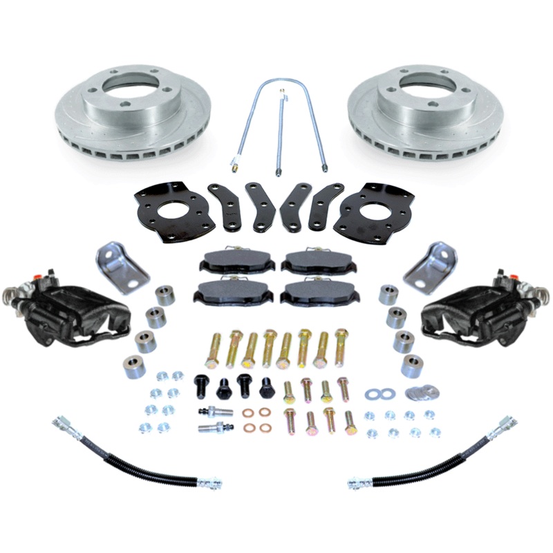 New Direct Fit Rear Drum to Disc Brake Conversion Kit W/DS Rotors. Black A130-2BK-DS