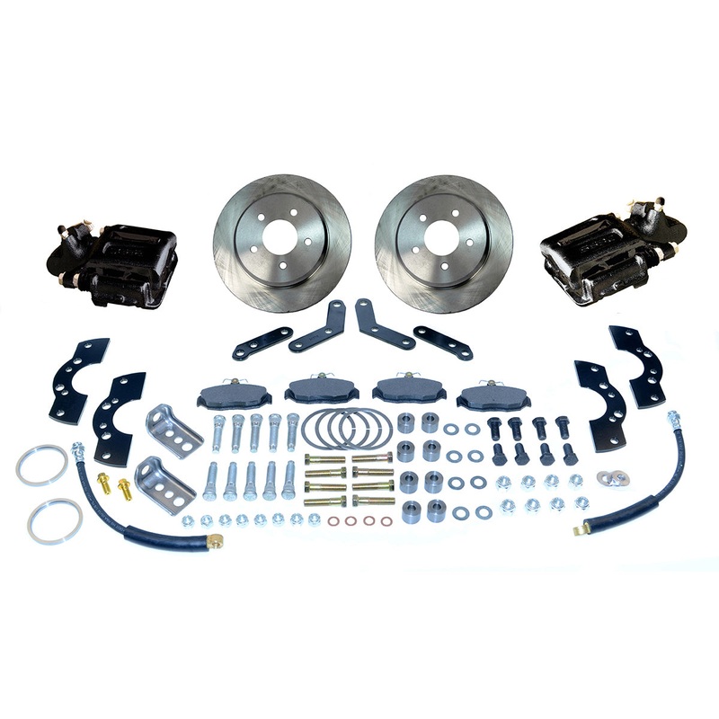 New Direct Fit Rear Drum to Disc Brake Conversion Kit W/Rotors. Black A118BK