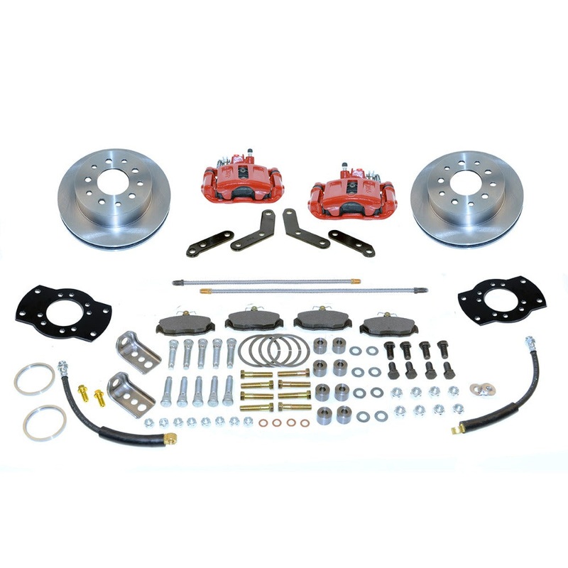 New Direct Fit Rear Drum to Disc Brake Conversion Kit W/Rotors. Red A117-1R