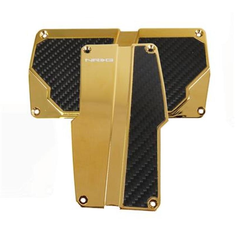 NRG Brushed Aluminum Sport Pedal A/T – Chrome Gold w/Black Carbon