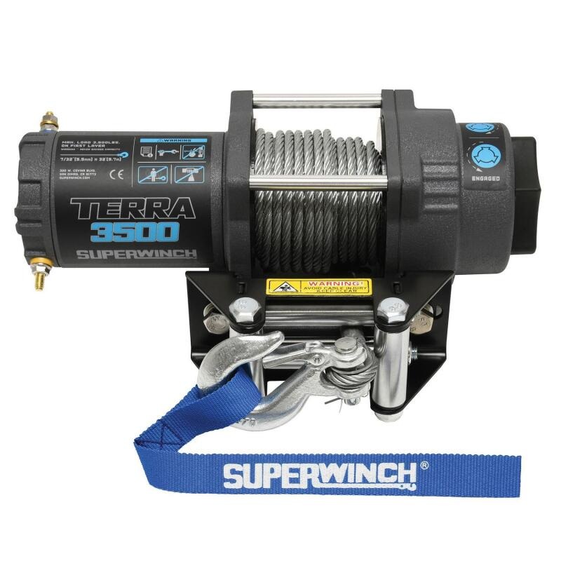 Superwinch 3500 LBS 12V DC 7/32 in x 32 ft Steel Rope Terra 3500 Winch – Gray Wrinkle