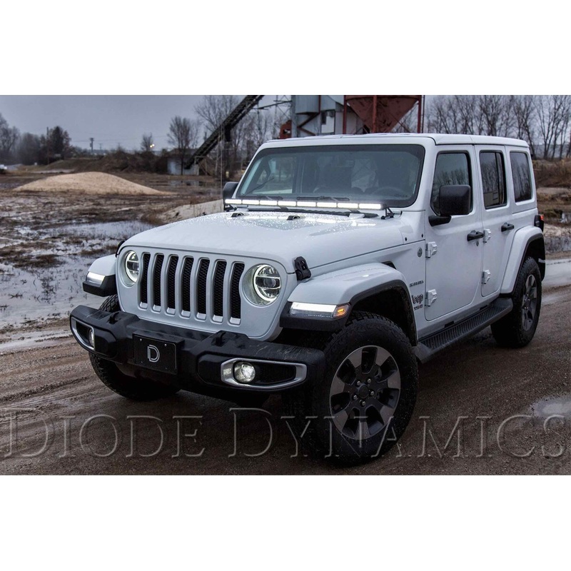 Diode Dynamics DD Hood-Mount LED System – Amber / Combo Beam – Single SS50 Bar | Jeep Wrangler JL: 2018+ (DD6109)