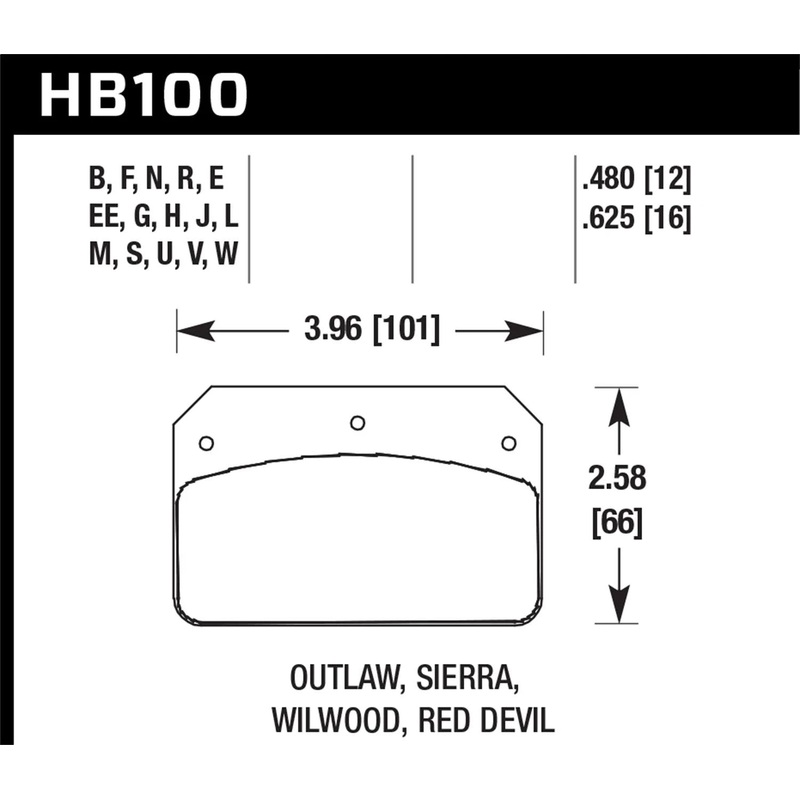 Hawk DTC-70 Brake Pad for Wilwood DL, Outlaw, Sierra (HB100U.480)