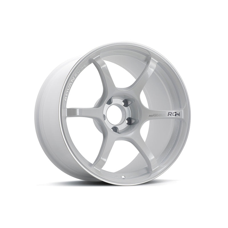 Advan RG-4 18×8.5 +37 5-114.3 Racing White Metallic & Ring Wheel