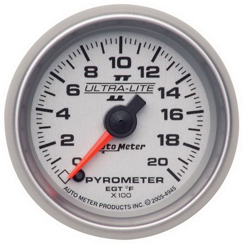 Autometer Ultra-Lite II 52mm 0-2000 Deg F Full Sweep Electric Pyrometer EGT Gauge Universal | 4945