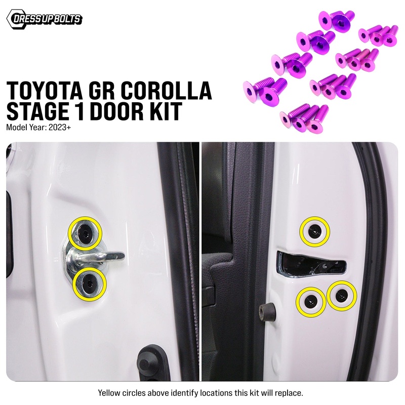 Dress Up Bolts [23+ GR Corolla] Stage 1 Titanium Hardware Door Kit