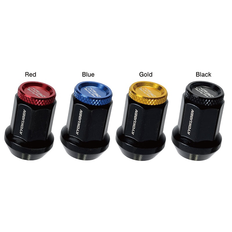 Project Kics Kyokugen Lug Nut Set | 20 12×1.50 Black Aluminum w/Blue Cap | WHP1KU