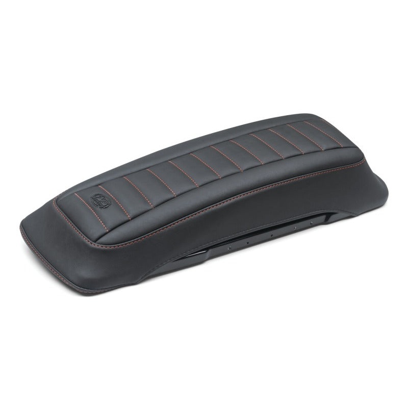 Mustang 97-13 HD FL Touring Saddlebag Tour-Pak Lid Covers | Pair Deluxe – Black w/ Red Stitching