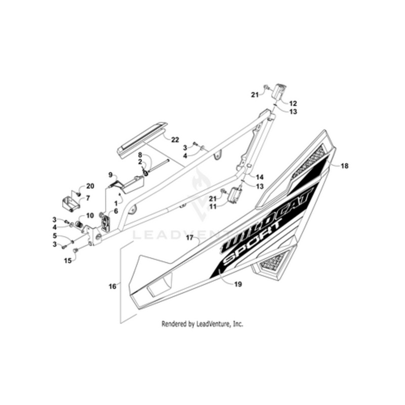 Door Decal Upper-Right (Red) by Arctic Cat