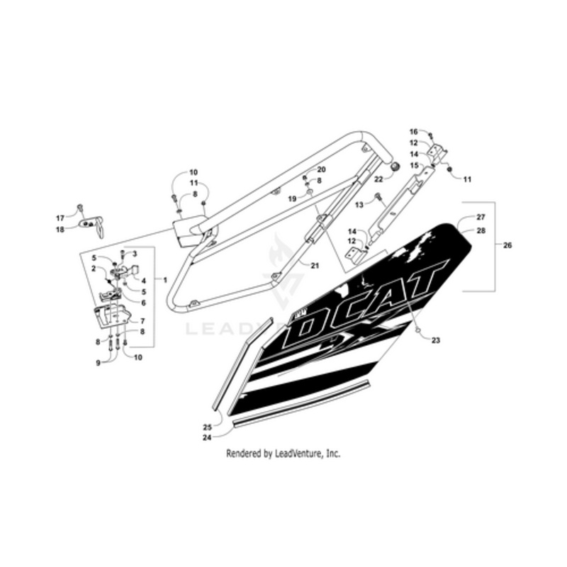 Door Panel W/ Decals-Mw-Rear-Right(Wc 4X Lt (Inc. 27-28) by Arctic Cat