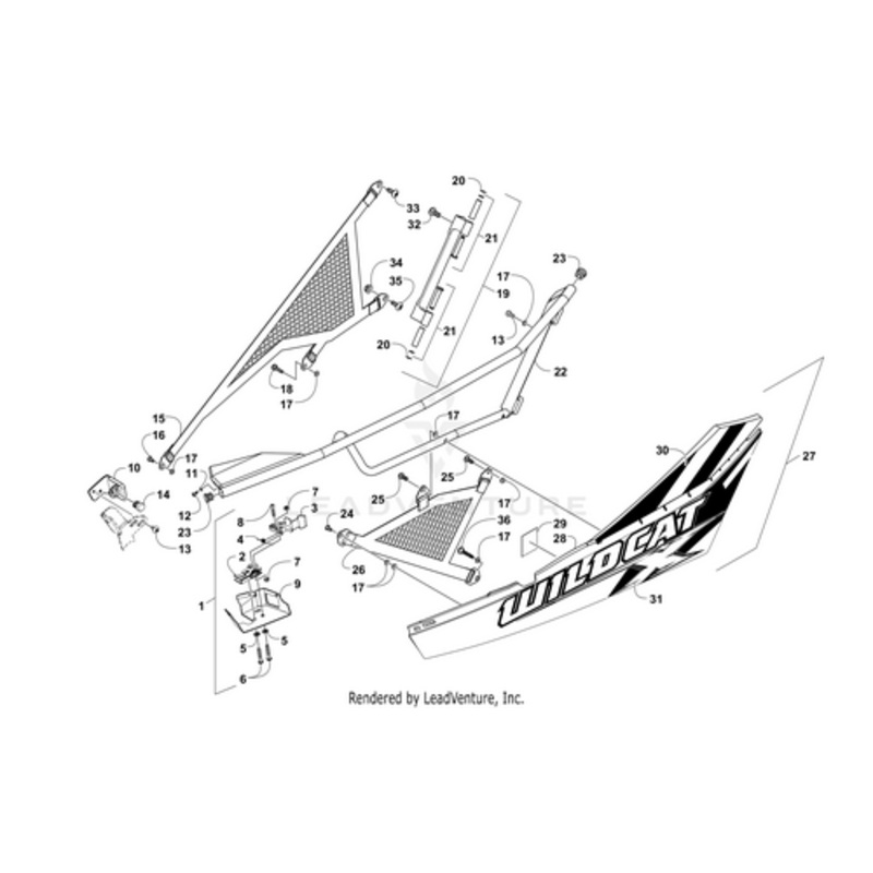 Door Panel W/ Warning Decal-18 Psi-Left (Inc. 29) by Arctic Cat