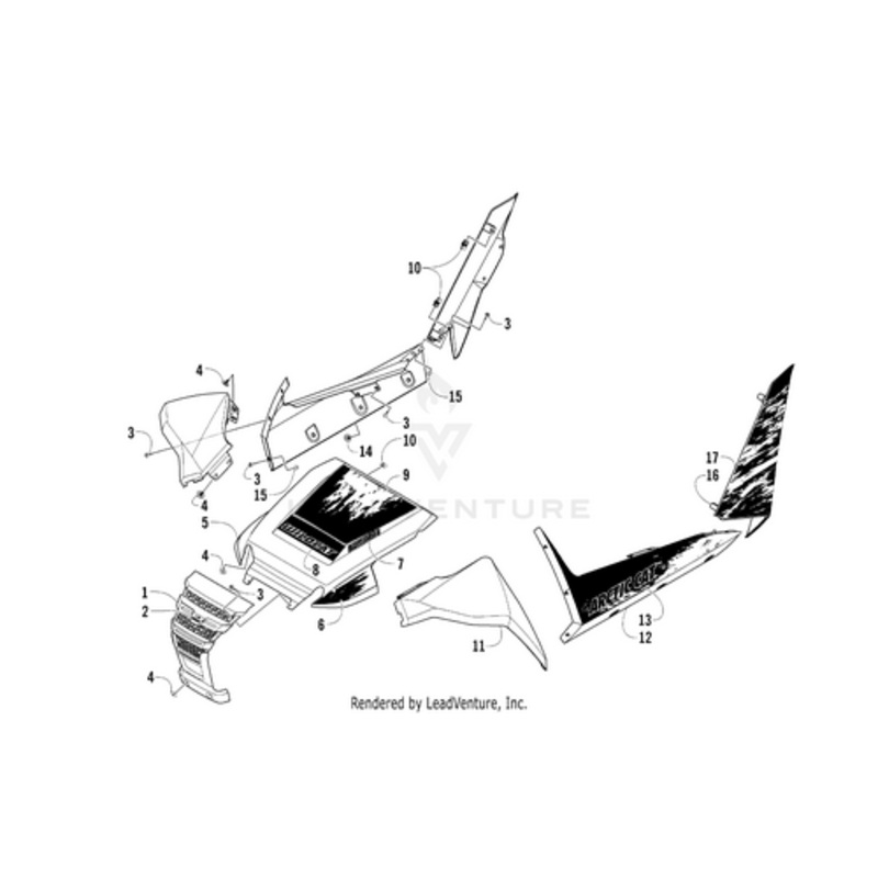 Hood Decal Forward Right Org Met by Arctic Cat