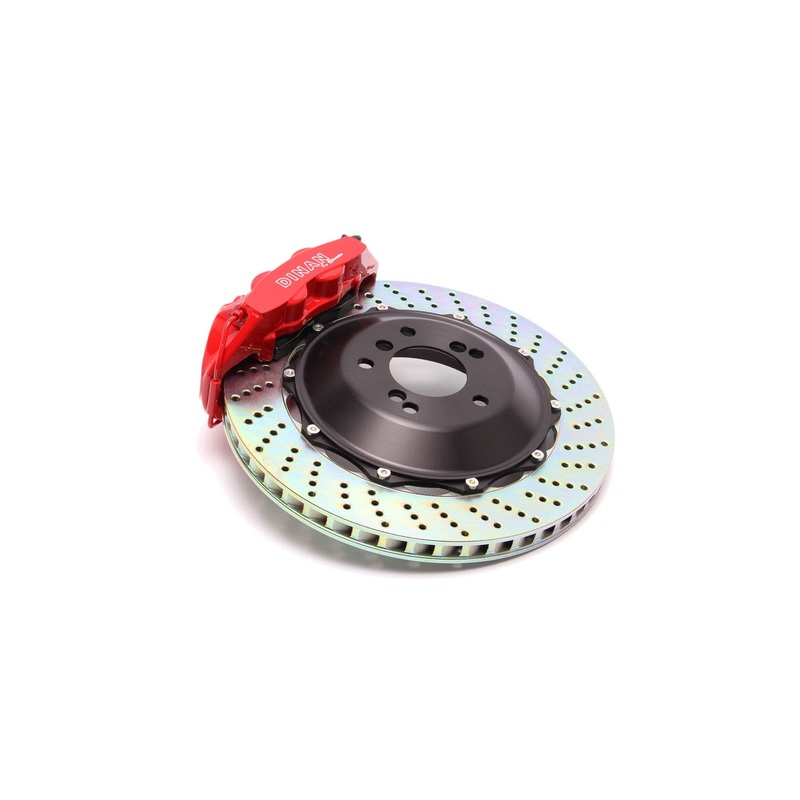 Dinan by Brembo Rear Brake Set (Red Calipers w/ 345mm Slotted & Drilled Rotors on Standard Brakes) – 2012-2020 BMW 3/4-Series